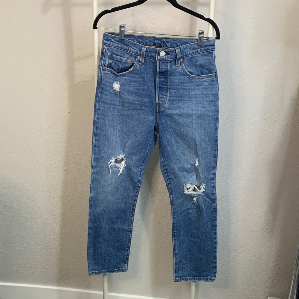 Levi's 501 Women's Distressed Denim Straight Jeans